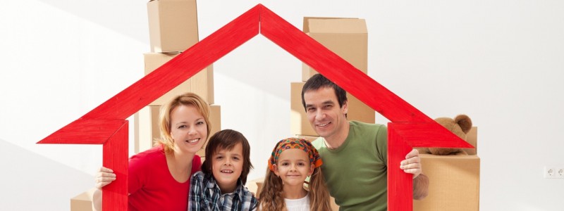 young family ready for their household relocation