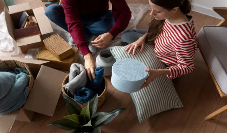 Young family moving into a new home
