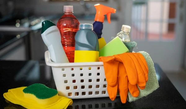 Still life of cleaning tools